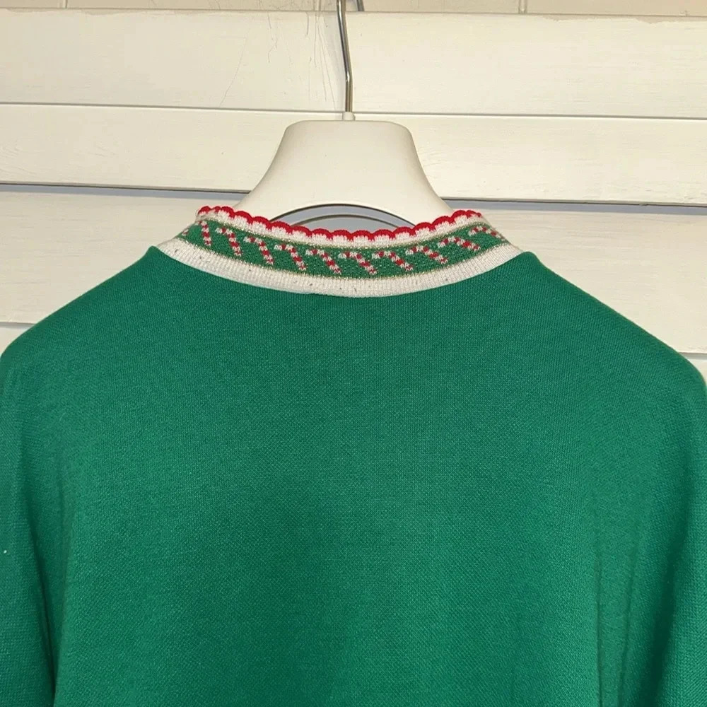 VINTAGE RARE BEAUTIFUL holiday christmas sweater/dress by Bernette OSFA Green - Picture 13 of 13